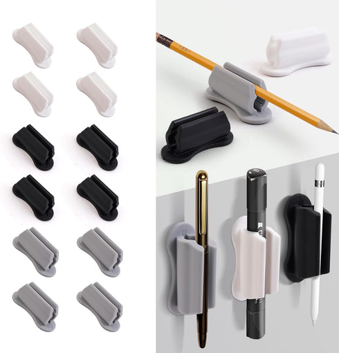12 Packs Upgraded Pen Holder, Adhesive Pencil Holder for Desk Wall Mouted?Marker Holder, Silicone Pen Holder for Clipboard, Teacher Supplies for C...