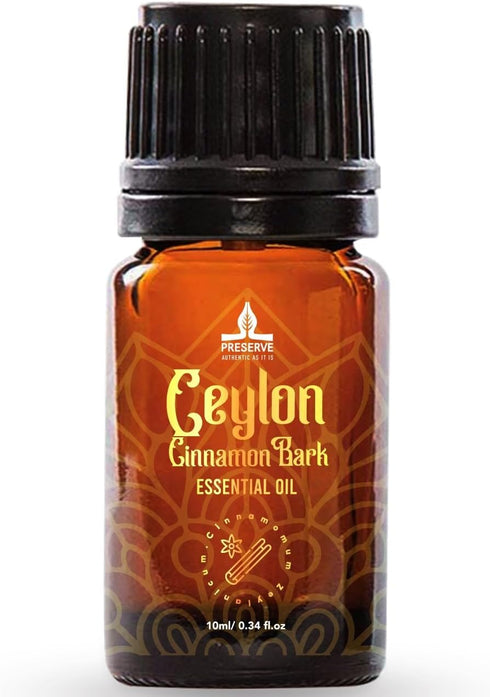 PRESERVE Ceylon Cinnamon Bark Essential Oil, 100% Pure Natural Oil, Undiluted, Therapeutic Grade Base Oil for Aromatherapy, Diffuser, Fragrance, F...