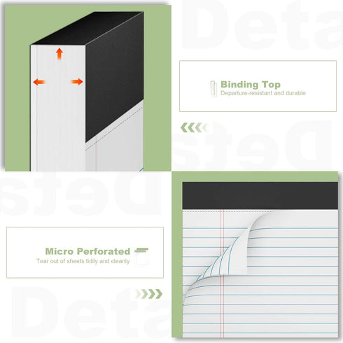 Legal Pads 8.5 x 11 inch Notepad, 2 Pack White Note Pads 8.5'' x 11'' for Work, Double-Side Printed Lined Paper Pads College Ruled White Notepads ...