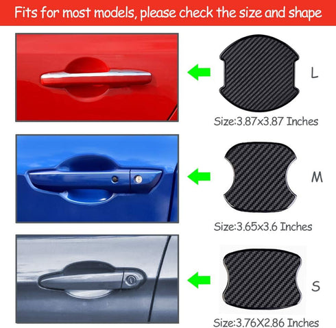 4Pcs TPU Carbon Fiber Like Car Door Handle Cup Protective Sticker Auto Door Paint Guard Car Door Cup Scratch Protection Films Universal Door Handl...