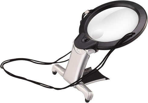 Reading Magnifier Magnifying Glass Necklace 2.5 X 6X Lighted Magnifier Glass Magnify Hands Free Handheld Large LED Magnifying Glass Illuminated Lo...