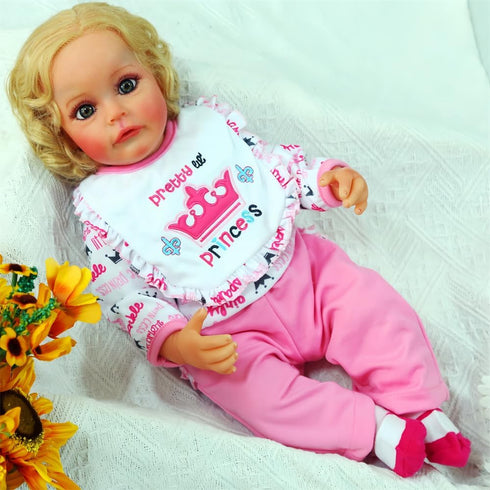 Reborn Baby Doll Clothes 20inch Pink Outfit Accessories Set for 17-22 Inch Reborn Dolls Girls Baby Clothing with Bibbed...