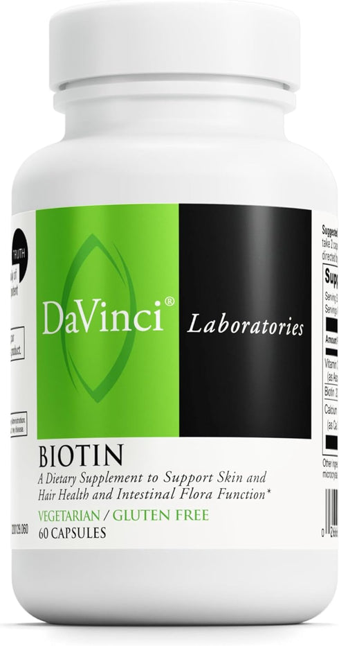 DAVINCI Labs Biotin - Supports Skin & Hair Health, Intestinal Flora Function* - Dietary Supplement with Vitamin C & Calcium as Ca Carbonate - Vege...