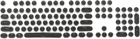 Steampunk Typewriter Keycaps Pudding Keycap Set Typewriter Caps for Backlit Mechanical Keyboard Round Key Cap 104 Keys with Keycap Puller (Black)...