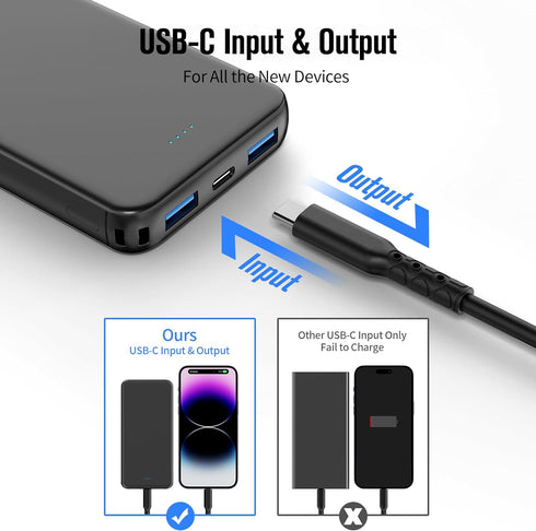 VANYUST Portable Charger Power Bank, 15W PD Fast Charging 10000mAh External Power Bank, USB-C in&Out Battery Pack for iPhone 15/14/13/12 Series, S...