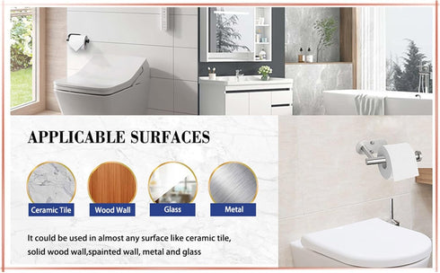 2 in 1 Toilet-Paper-Holder, Self-Adhesive, Toilet-Roll-Holder, Screws-in, Stainless-Steel,for Bathroom, Kitchen, Washroom (1, Silver)...