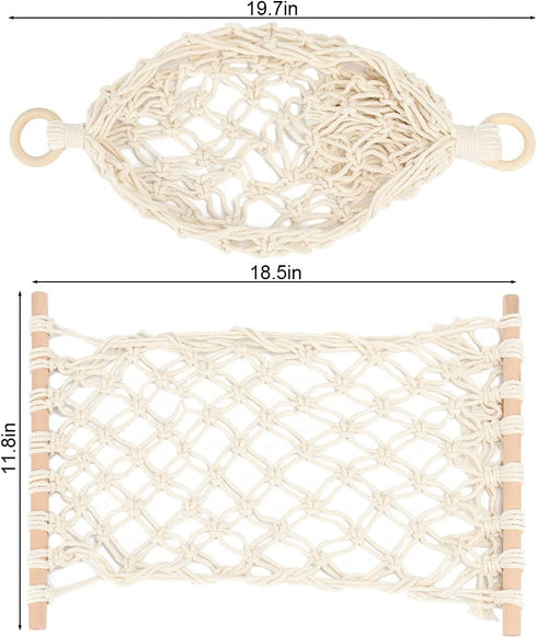 Hanging Fruit Hammock Under Cabinet Hanging Basket Includes Hooks - Macrame Bohemian Hanging Banana Vegetable Hammocks Kitchen Storage Counter Spa...