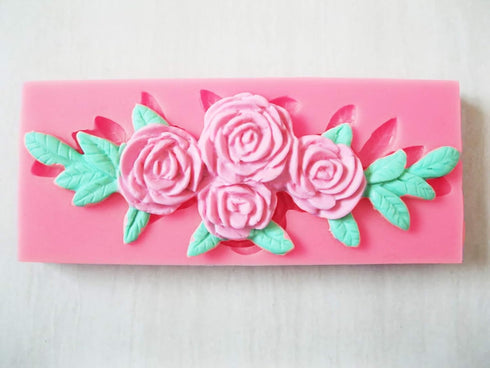 2 Pieces Four Roses Candy Silicone Mold Fondant Chocolate Candy Molds Sugar Craft DIY Cake Molds for Cake Topper Decor Desserts Ice Cube Candy Pud...