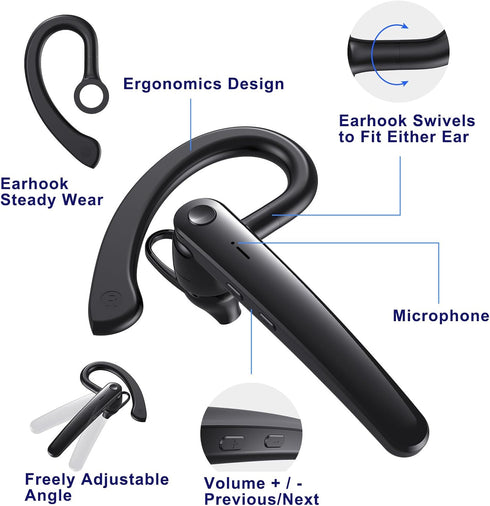 Single Ear Bluetooth Headphone Bluetooth Headphone Wireless w Mouthside Microphone ClearTalker ?? for Call Center, Driving??, Meeting, Office for ...