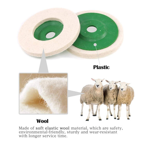 Keadic 10 - Piece 100mm Wool Felt Disc Polishing Buffing Wheel Pad Bore Dia...