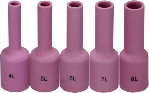 RIVERWELD TIG Gas Lens Ceramic Cup Long Assorted Size Kit 54N18L (4L 1/4") 54N17L (#5L 5/16") 54N16L (#6L 3/8") 54N15L (#7L 7/16") 54N14L (8L# 1/2...