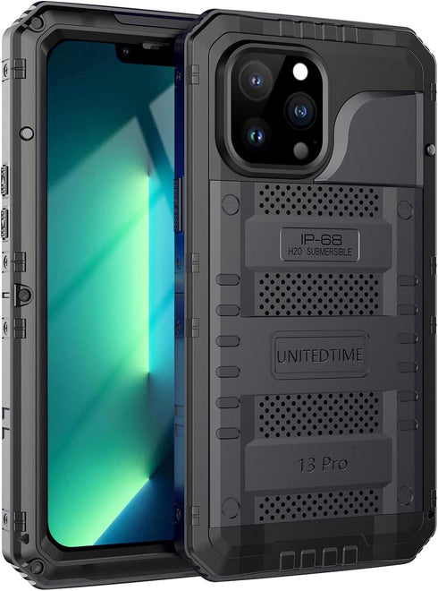 for iPhone 13 Pro Case Waterproof with Built-in Screen Protector Full Body Rugged Hard Silicone, Military Grade Shockproof Dustproof Protective Co...