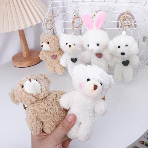 3/4 Pcs Plush Bears Keychain Plush Figures Stuffed Animals Keyring Pendant Key Holder Plush Keychain Bag Accessories...