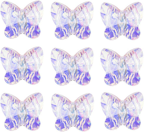LONGWIN 60pcs AB Butterfly Crystal Beads 10mm Vertical Hole Adabele Austrian Butterfly Glass Pendants Beads Charms for DIY Project Earring, Neckla...