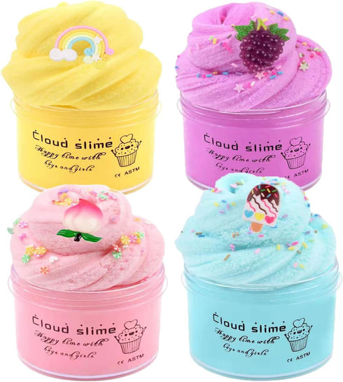 4 Pack Cloud Slime Kit,Scented DIY Mini Slime Supplies for Kids, Stress Relief Toy for Kids Education, Party Favor, Best Birthday Gift...