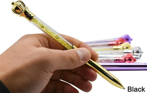 Maydahui 24PCS Crown Ballpoint Pen Retractable Crystal Quicksand Pens Novelty Bling Pen Black Ink for Girls Party School...