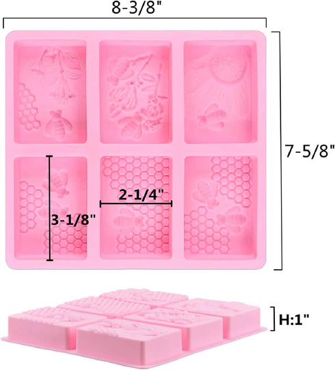 2Pcs Rectangle Bee Silicone Soap Molds, Honeycomb Molds for Chocolate Jelly Candy Homemade Craft Making...