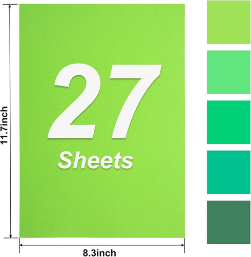 SallyFashion 27 Sheets Cardstock Paper for Craft, A4 Heavyweight Construction Paper Green Thick Craft Paper for Kids Art St. Patrick Decoration 25...