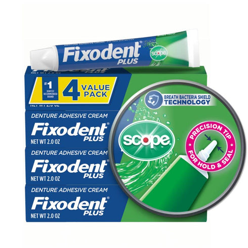 Fixodent Plus Scope Secure Denture Adhesive 2.0oz (Pack of 4)...