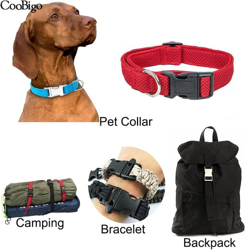 CooBigo 10pcs 1/2"(12.5mm) Side Release Buckles Plastic Black Quick Adjustable Buckle For Backpack Strap DIY Pets Collar Accessory...