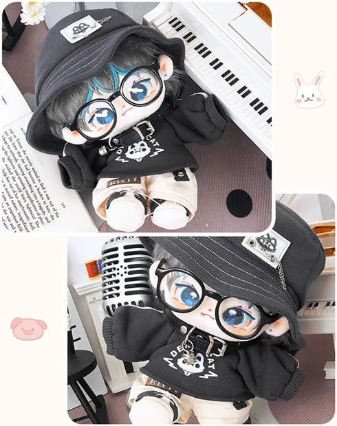 niannyyhouse 20cm Plush Doll Clothes Hat Long Sleeve T-Shirt Pants Glasses Necklace Shoes Demon Outfit 8in Doll Accessories...