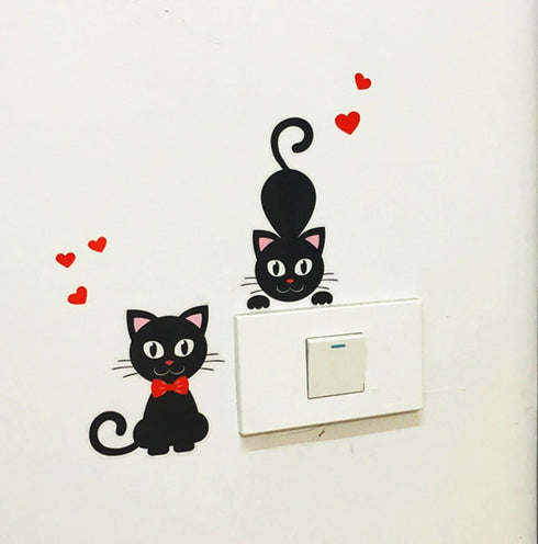 Removable Switch Sticker, 5 Pcs Cute Cartoon Black Cats Wall Sticker, Light Switch Decor Decals, Family DIY Decor Art Car Stickers Home Decor Wall...