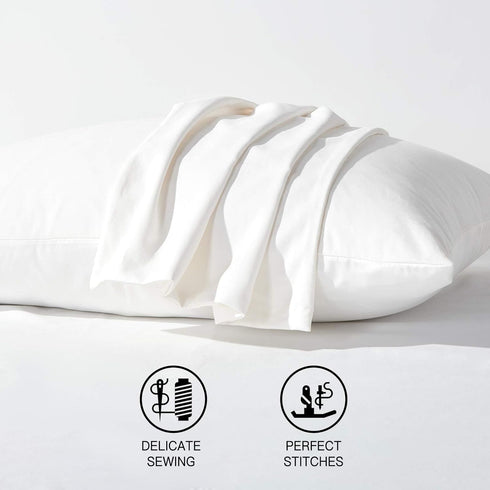 White Pillowcase Set - King Size (20 x 36 inches) Bed Pillow Cover - Brushed Microfiber, Wrinkle, Fade & Stain Resistant - Hidden Zipper Closure P...
