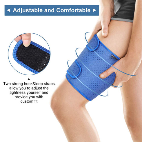 Health Gear Thigh Compression Sleeve Hamstring Wrap, Thigh Support Brace with Anti-Slip Material for Quad, Groin, Inflammation, Swelling, Bruising...