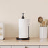 VEHHE Paper Towel Holder Countertop, One-Handed Tearing Wood Paper Towel Holder Farmhouse with Ratchet System and Suction Cups, Stainless Steel Pa...