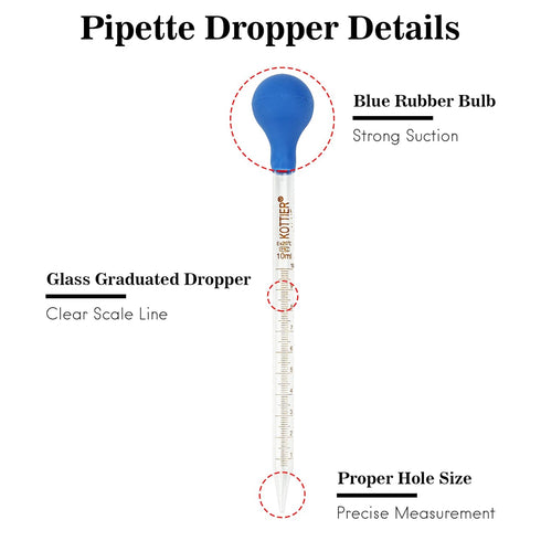 3Pcs Glass Pipettes Dropper, 10ml Graduated Liquid Dropper with Rubber Bulb and Cleaning Brush, Transfer Pipettes for Essential Oil...