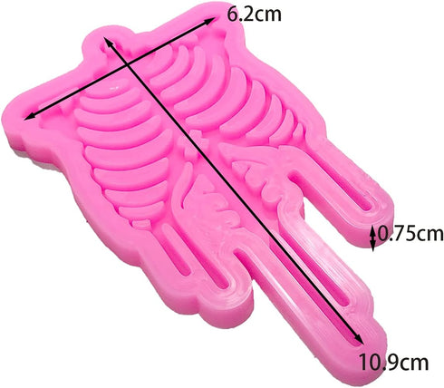 Shiny Glossy Halloween Skull Human Skeleton Bone Rib Shape Silicone Molds for DIY Craft Keychain Polymer Clay Mold Epoxy Pendant Resin Crafting Ma...