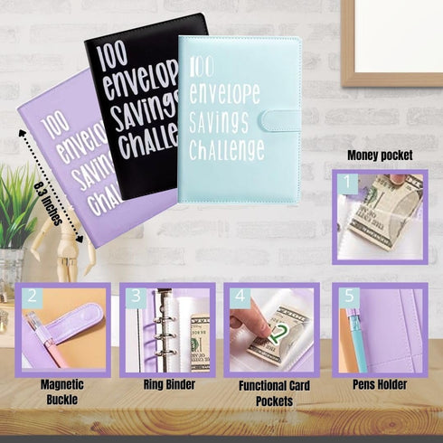 Flownwing 100 envelopes money saving challenge Envelope Savings Challenge Budget Binder Book with Cash Envelopes - Money Saving Binder for Finance...