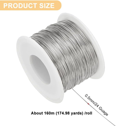 BENECREAT 24 Gauge 524FT 304 Stainless Steel Binding Wire for Jewelry Making, Strapping, Sculpture Frame, Cleaning Brushes Making and Other Crafts...