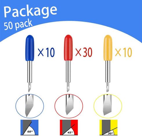 50 Pcs Replacement Blades Compatible with Explore 4/3/Air/Air2/Air one/Maker/Maker 4/3/2 Cutting Machines - Include 10PCS Fine Point Blade, 30PCS ...