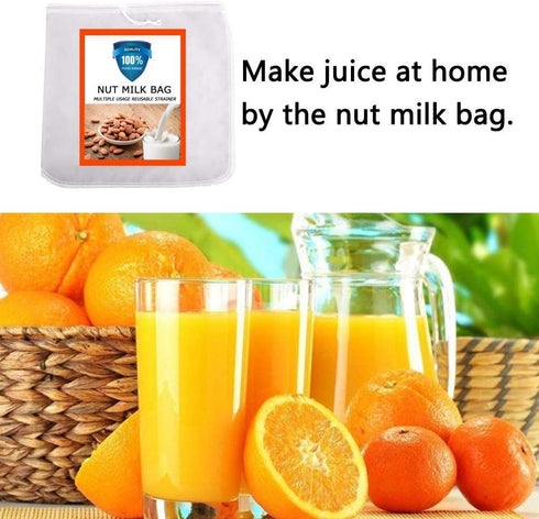 Nut Milk Bag, Pro Quality Multiple Usage Reusable Food Strainer, Cold Brew Coffee Bag Cheese Cloth, Ultra Fine Nylon Mesh Food Grade for Milk, Jui...