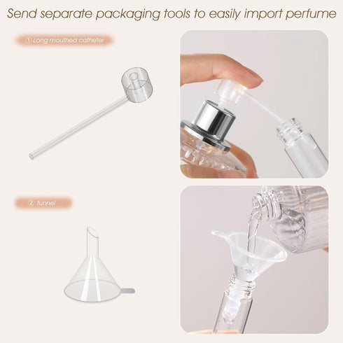 Atomizer Perfume Spray Bottle - 10ml 2pcs Empty Refillable Spray Bottle for Travel with 2 Types of Refill Tools Pink+Beige...