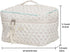 Aesthetic Kawaii Cute Makeup Bag Travel Cotton Quilted Cosmetic Organizer with Handle Toiletry Pouch for Women Teen Girls (Beige Floral)...