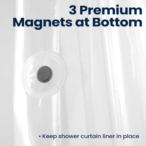 downluxe Waterproof Clear Shower Curtain Liner - PEVA Heavy Duty Plastic Shower Liner with 3 Magnets, Shower Curtains for Bathroom, 72" x 72", Cle...