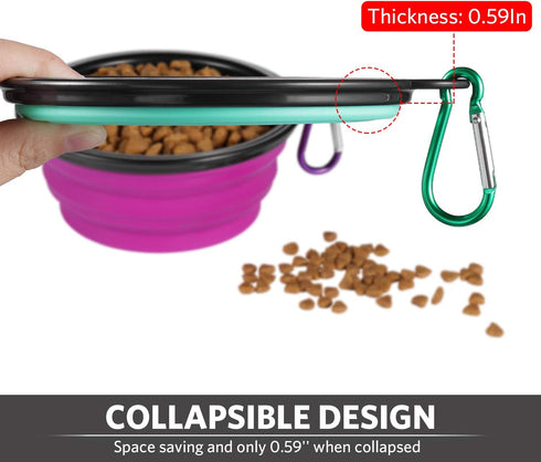 ME.FAN Collapsible Dog Bowl Travel Portable Dog Bowl(12oz) Silicone Foldable Travel Bowl/Pet Food Bowl/Cat Water Bowl/Silicone Pet Expandable Bowl...