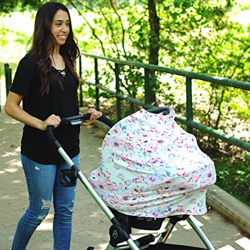 Carseat Cover for Girls - Includes Car Seat Strap Covers - Watercolor Floral - Kiddo Kind...