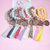 Fuqimanman2020 MAMA Key Chain Bracelet Wooden Bead PU Tassel Key Ring Unique Bangle Accessory for Mom Mother’s Day Gift...