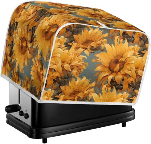 4 Slice Toaster Cover Van Gogh Style Sunflower Plus Size Toaster Dust Cover Oil Painting Flowers Yellow Microwave Oven Cover Dust and Fingerprint ...