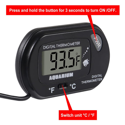 6 PackLCD Digital Aquarium Thermometer Fish Tank Water Terrarium Temperature with Suction Cup for Fish Tank Water Terrarium...