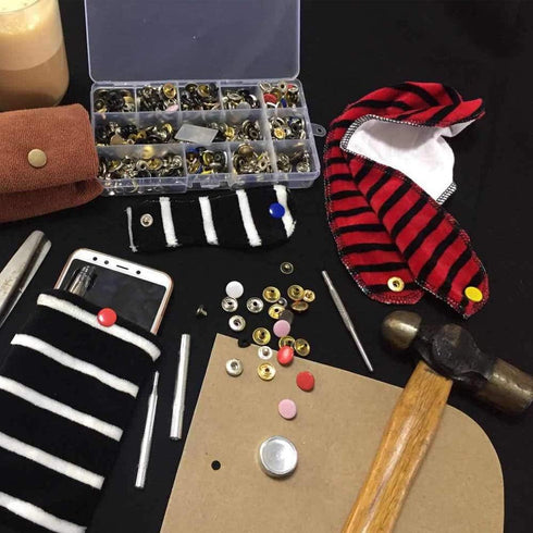 Snap Fastener Kit,Metal Snaps Buttons with Fixing Tools, 4 Color Clothing Snaps Kit for Clothing, Leather, Jacket, Jeans Wear, Bags, Bracelet...