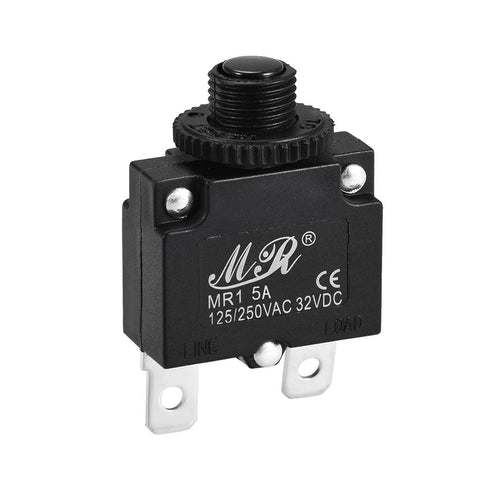 uxcell Thermal Circuit Breaker 5 Amp Push Button Reset Overload Protector 125/250V AC 32V DC with Quick Connect Terminal...