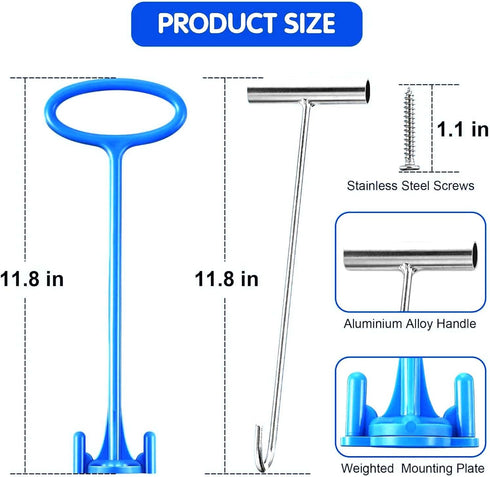 Blue Skimmer Basket Handle for Inground Pool, Removable Handle Design Pool Cleaning Equipment with Handle for Debris Removal (Blue- 2 Pack)...