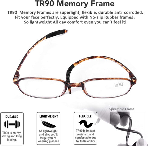 AQWANO 4 Pack Computer Reading Glasses Blue Light Blocking Lightweight TR90 Flexible Frame UV Protection Readers for Women Men +2.5...