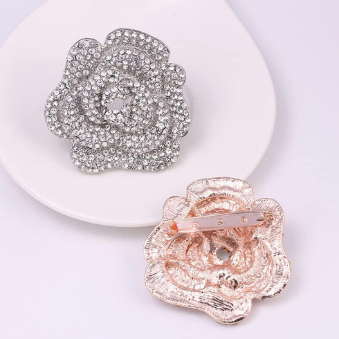Rhinestone Rose Brooch Pin for Women Girls Fashion Crystal Big Blossom Flower Brooch Lapel Pins Elegant Dress Accessories Jewelry Boutonniere Cors...