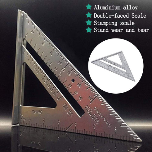Carpenter Square, 7-inch Aluminum Square+ 5Pcs Woodworking Pen Rafter Carpenter Triangle Square Pressional Easy-Read Layout Tool framing Square (A...