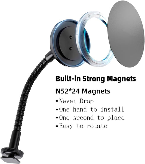 Super Magnetic Phone Holder for Ring Light and Tripod Stand with 1/4'' and Hot Shoe Adapter, Flexible Cell Phone Tripod Mount Adapter for MagSafe ...